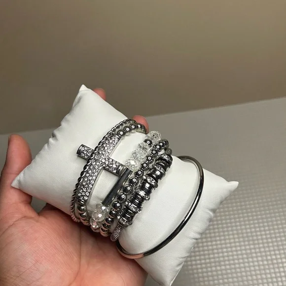 Silver Cross Bracelet Set - Picture 2 of 2